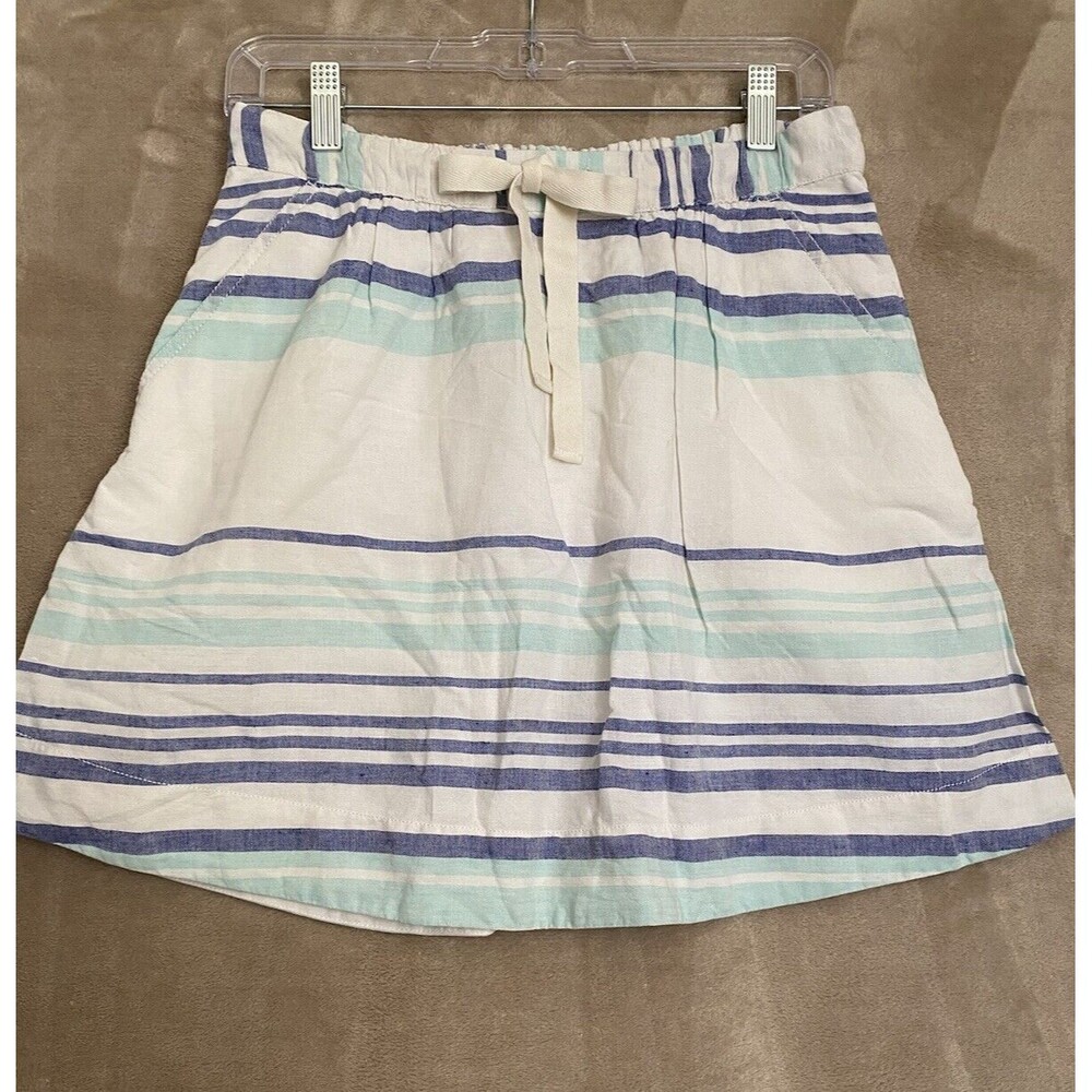 Gap Linen Blend Skirt Womens Small White Blue Stripes Lined Preppy‎ Casual Beach